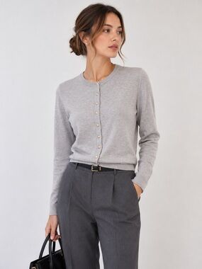 Emerson Lang‎ Long Sleeve Grey Button Front Soft Cardigan Large NWT